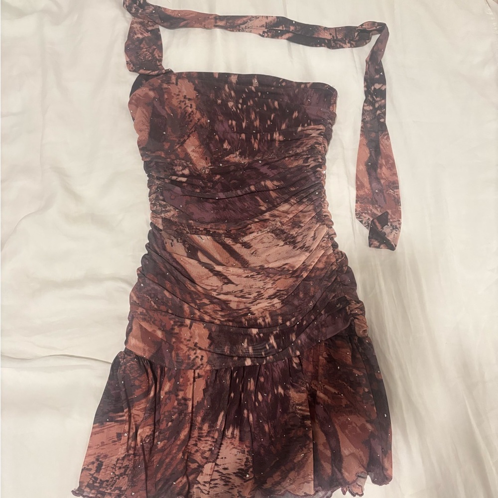 Elegant Brown Patterned Dress